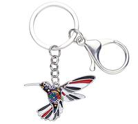 BONSNY Aleación de esmalte lindo colibrí Llavero Regalos para Mujeres Señoras Niñas Bolso de coche Llave Pájaro amante de la joyería Accesorios (Negro)