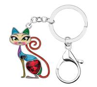 BONSNY Aleación de esmalte Lindo Gato Gatito Llavero Mascotas Joyería para Mujeres Llaves de coche Bolso Bolsos Regalos Accesorios (Océano)