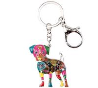 BONSNY Aleación de esmalte lindo Jack Russell perro cachorro llavero para mujeres regalos coche bolso perro amante de la joyería Accesorios (Multicolor)