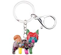 BONSNY Aleación de esmalte lindo perro de Yorkshire Llavero Regalos para Mujeres Niñas Coche Bolso Cachorro Mascotas Joyería Accesorios (Multicolor)