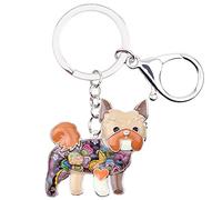 BONSNY Aleación de esmalte lindo perro de Yorkshire Llavero Regalos para Mujeres Niñas Coche Bolso Cachorro Mascotas Joyería Accesorios (Marrón)