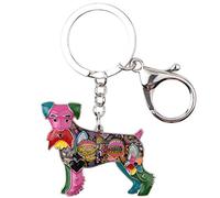 BONSNY Aleación de esmalte Lindo Schnauzer Perro Cachorro Llavero Mascotas Joyería para Mujeres Señoras Regalos Llaves del coche Monedero Amantes de los perros Accesorios (Múltiples)