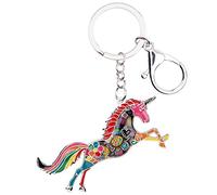 BONSNY Aleación de esmalte lindo unicornio llavero para mujeres niñas coche bolso Charms caballo joyería regalos accesorios (Multicolor)