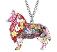 BONSNY Amor corazón aleación de Esmalte Sheltie Frontera Rough Collie Perro Collar Mujer Joyas Animal Colgante