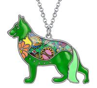 BONSNY Amor corazón esmaltado alemán Pastor Perro Collar 18 "Etiqueta de Mascota Animal Amante Regalo para Hombres Mujeres Adolescentes
