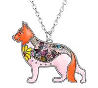 BONSNY Amor corazón esmaltado alemán Pastor Perro Collar 18 "Etiqueta de Mascota Animal Amante Regalo para Hombres Mujeres Adolescentes