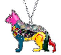 BONSNY Amor corazón esmaltado alemán Pastor Perro Collar 18 "Etiqueta de Mascota Animal Amante Regalo para Hombres Mujeres Adolescentes
