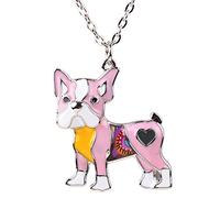 BONSNY Amor corazón Esmalte aleación de Zinc Metal Collar de Perro Carlino Bulldog Animal Perro Schnauzer Colgante