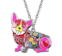 bonsny amor corazón esmalte aleación de zinc metal Corgi perro Collar colgante Animal diseño único