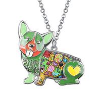 BONSNY Amor corazón Esmalte aleación de Zinc Metal Corgi Perro Collar Colgante Animal diseño único