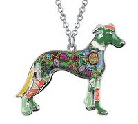 BONSNY Amor Mascotas Esmalte Collar de aleación de Zinc Metal Greyhound Perro Animal diseño único Colgante de joyería 18 "
