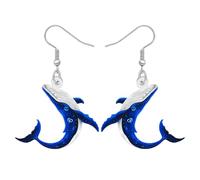 BONSNY Bonitos aretes colgantes de ballena azul, diseño de vida marina del océano, dije acrílico, joyería de animales marinos para mujer, joyería única y divertida, hipoalergénica, hawaiana, playa
