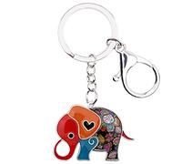 BONSNY Cadena de aleación de esmalte lindo elefante de la selva de joyería llavero para las mujeres bolso del coche de la llaves encantos Accesorios (Multicolored)