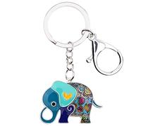 BONSNY Cadena de aleación de esmalte lindo elefante de la selva de joyería llavero para las mujeres bolso del coche de la llaves encantos Accesorios (Turquesa)