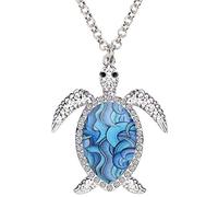 BONSNY Collar con colgante de tortuga floral de mar y océano para mujeres, niños y niñas, joyería de moda, regalos, Esmalte