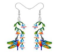 BONSNY Colorido Azul Colibrí Pendientes Aves Amantes Dangle Flor Joyería para Mujeres Niñas Hawaii Playa Accesorios Divertido Novedad Hipoalergénico Primavera Verano Charms (Turquesa)