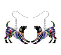 BONSNY Coloridos Bohemio Pendientes Colgantes Perro Labrador Regalos para Amantes de los Perros Joyería Ligera Mujeres Niñas Divertido Novedad Accesorios Hipoalergénicos (Negro)