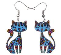 BONSNY Dije de gato acrílico con diseño de gato con diseño de gota para mascotas para mujeres y niñas, Acero inoxidable