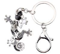 BONSNY Esmalte de aleación de lagarto Gecko Llavero Joyería para Mujeres Señoras Cartera Llaves Bolso Regalos Accesorios (Gris)