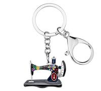 BONSNY Esmalte de aleación de novedad lindo llavero de la máquina de coser para las mujeres niñas regalos coche bolso anillos clave accesorios encantos (Negro)