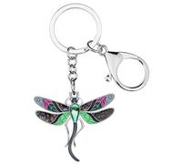 BONSNY Esmalte de aleación de Rhinestone Floral lindo llavero libélula Insecto Joyería Regalos para Mujeres Señoras Llaves Carteras Bolsos Charms Accesorios (Negro)