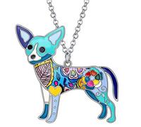 bonsny firma perro colección "CANDY" esmalte aleación de zinc Chihuahua perro declaración colgante collar