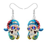 BONSNY Gota de Acrílico Colgantes Novedad Halloween Esqueleto Cráneo Pendientes Gótico Punk Joyería Regalos para Mujeres Señoras Niñas Fiesta Favores Decoraciones de Vacaciones (Multi)