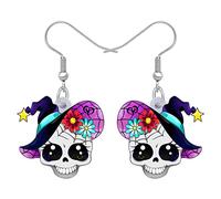 BONSNY Gota de Acrílico Colgantes Novedad Halloween Esqueleto Cráneo Pendientes Gótico Punk Joyería Regalos para Mujeres Señoras Niñas Fiesta Favores Decoraciones de Vacaciones (Nieve)