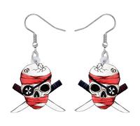 BONSNY Gota de Acrílico Colgantes Novedad Halloween Esqueleto Cráneo Pendientes Gótico Punk Joyería Regalos para Mujeres Señoras Niñas Fiesta Favores Decoraciones de Vacaciones (Rosa)