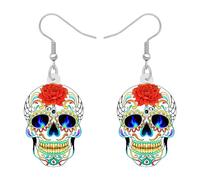 BONSNY Gota de Acrílico Colgantes Novedad Halloween Esqueleto Cráneo Pendientes Gótico Punk Joyería Regalos para Mujeres Señoras Niñas Fiesta Favores Decoraciones de Vacaciones (Blanco)