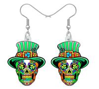 BONSNY Gota de Acrílico Colgantes Novedad Halloween Esqueleto Cráneo Pendientes Gótico Punk Joyería Regalos para Mujeres Señoras Niñas Fiesta Favores Decoraciones de Vacaciones (Lima)