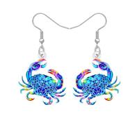 BONSNY Hawaii Playa Pendientes Colgantes Cangrejo Rojo Tema Océano Moda Joyería para Mujeres Niñas Divertido Novedad Hipoalergénico Primavera Verano Regalos Accesorios (Azul)