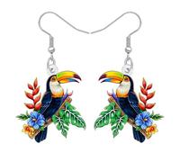 BONSNY Hawaii Tropische Tukan Ohrringe, Sommer Strand Blume Floral Design, Cocktail Party Sommer Strand Party, Vögel Geschenke für Damen Mädchen Neuheit Spaß Zubehör (Multicolor)