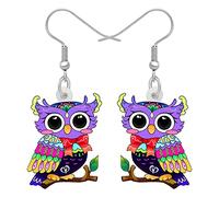 Bonsny Jewelry - Pendientes colgantes de búho, acrílico, diseño de pájaro para niñas, mujeres y niños, Acrílico, No es una piedra preciosa