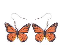 BONSNY Lindo Mariposa Monarca Pendientes Colgantes Insecto Primavera Verano Joyería Regalos para Mujeres Señoras Niñas Partido Encantos Decoraciones (Naranja)