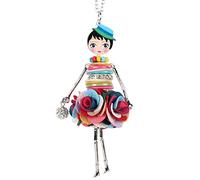 BONSNY Paris muñeca Collar Vestido Hecho a Mano Colgante Metal de aleación de Noticias Flor de Cristal Larga Cadena Fashion Joyas