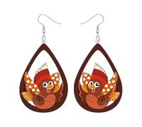 BONSNY Pendientes colgantes acrílicos de lágrima de Acción de Gracias para mujer, regalo de joyería de gota de hoja de arce de pavo feliz, gancho de acero inoxidable hipoalergénico, accesorio de