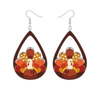 BONSNY Pendientes colgantes acrílicos de lágrima de Acción de Gracias para mujer, regalo de joyería de gota de hoja de arce de pavo feliz, gancho de acero inoxidable hipoalergénico, accesorio de