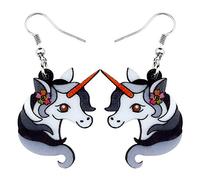 Bonsny Pendientes colgantes de acrílico con diseño de unicornio, joyería de caballo para mujeres, niñas, niños, bonito regalo negro