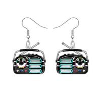 BONSNY Pendientes colgantes de acrílico con grabador de radio clásico, joyería acrílica para regalo de mujer, Acrílico, Sin piedra preciosa