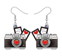 BONSNY Pendientes colgantes de acrílico con reloj de televisión clásico para cámara, teléfono fijo, joyería para mujer, Acrílico, Sin piedra preciosa