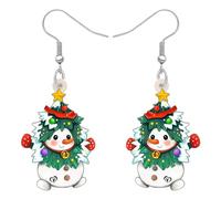 Bonsny Pendientes colgantes de acrílico para Navidad, diseño de muñeco de nieve helado, adornos, joyas, accesorios para mujer, 32mm x 21mm (1.26" tall x 0.83" width), Acrílico, Sin piedra preciosa