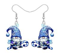 BONSNY Pendientes colgantes de gnomo de Navidad para mujer, lindas joyas de gota de vacaciones, accesorios festivos de invierno, idea de regalo novedosa para fiestas de suéteres feos, Medium, Acrílico