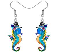 BONSNY Pendientes colgantes de hipocampo con diseño de animales oceánicos, joyería hipoalergénica para mujeres, Acrílico, Sin piedra preciosa