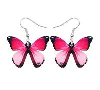 Bonsny Pendientes colgantes de mariposa floral de moda con insectos, regalo para mujer, 26mm x 37mm, Acrílico, Sin piedra preciosa