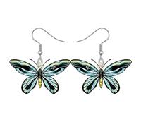 BONSNY Pendientes colgantes de mariposa floral, joyería de insectos de moda para mujer, Acrílico, Sin piedra preciosa