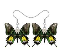 BONSNY Pendientes colgantes de mariposa floral, joyería de insectos de moda para mujer, Acrílico, Sin piedra preciosa