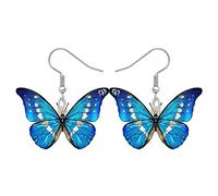 BONSNY Pendientes colgantes de mariposa floral, joyería de insectos de moda para mujer, Acrílico, Sin piedra preciosa