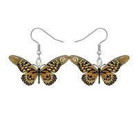 BONSNY Pendientes colgantes de mariposa floral, joyería de insectos de moda para mujer, Acrílico, Sin piedra preciosa