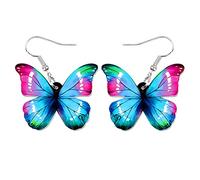 Bonsny Pendientes colgantes de mariposa monarca grande, joyería de insectos de moda para mujeres, niñas, adolescentes, regalos, Acrílico, Arenisca